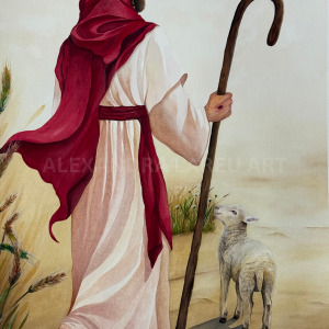 Eternal Sheperd - 22" x 30" Original Watercolor painting