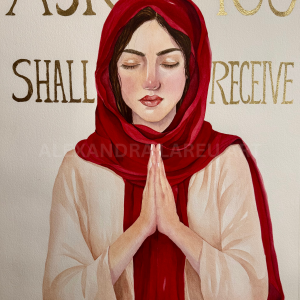 Ask - 22" x 30" Original Watercolor painting - Serie 1 Matthew 7:7