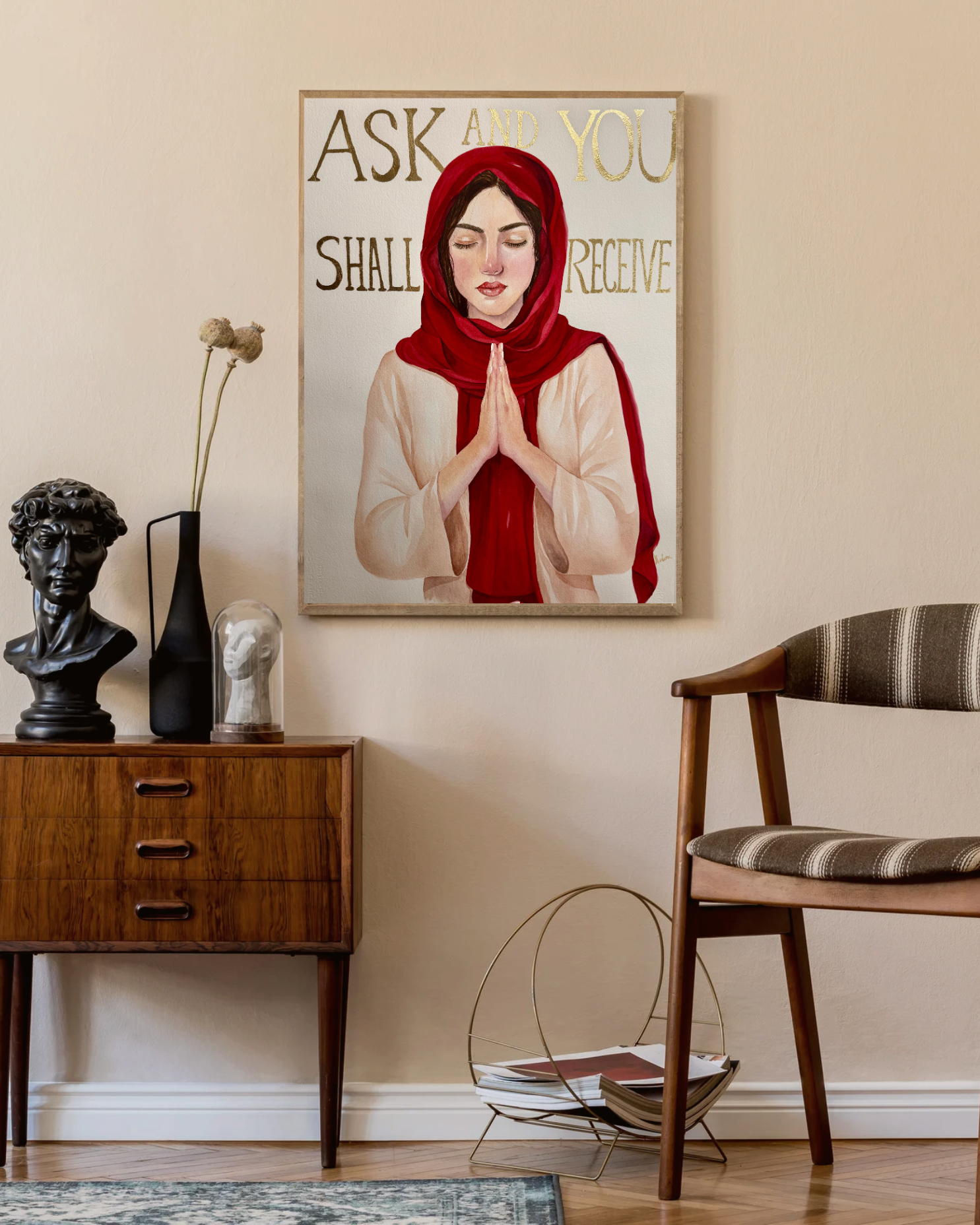 Ask - 22" x 30" Original Watercolor painting - Serie 1 Matthew 7:7 - Image 4