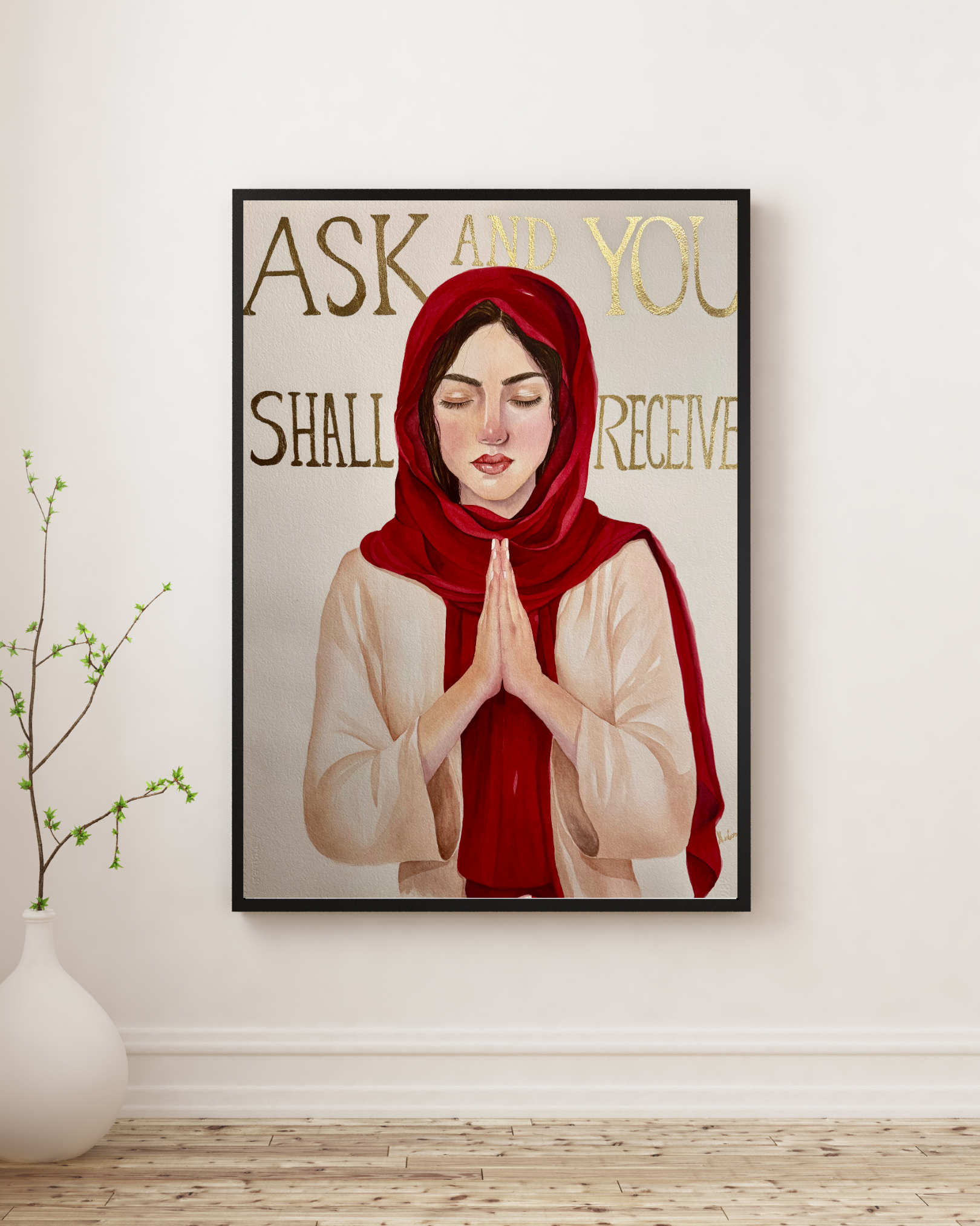 Ask - 22" x 30" Original Watercolor painting - Serie 1 Matthew 7:7 - Image 2